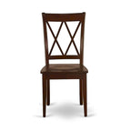 3 Piece Dining Table Set- a Round Kitchen Table with Pedestal and 2 Dining Chairs, Mahogany(Seat Options)