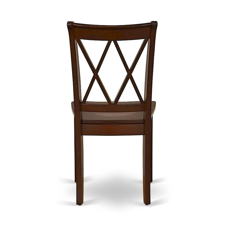 3 Piece Dining Table Set- a Round Kitchen Table with Pedestal and 2 Dining Chairs, Mahogany(Seat Options)