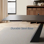 63-95 Extendable Modern Dining Table, Matte Sintered Stone Table Top, Modern Kitchen Table for 6-10 - 94.5 x 35.4